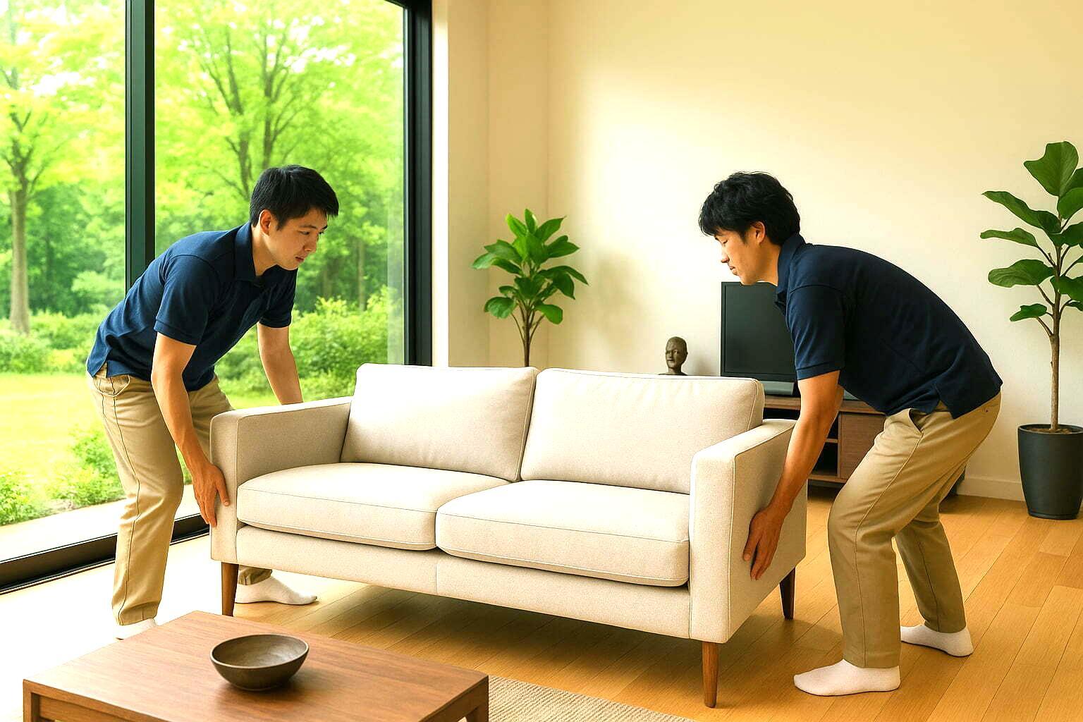 ソファの搬入作業_明るく調整済 ソファの搬入作業_明るく調整済